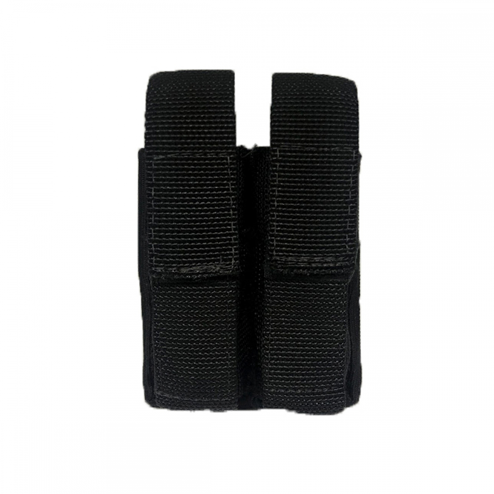 Porta Carregador Duplo Em Nylon Preto - Fechamento em Velcro