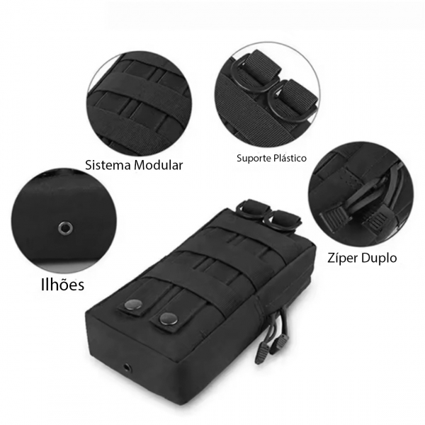 Bolso Tático Vertical Modular Compacto Em Nylon