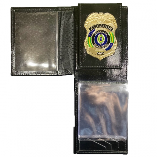 Carteira em Couro Legítimo com Brasão em Metal CAC