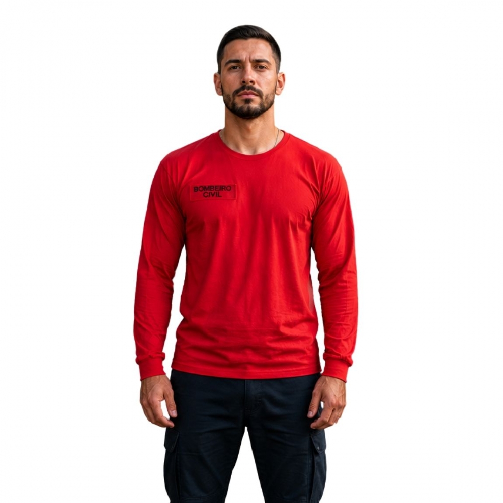 Camiseta Manga Longa Bordado Bombeiro Civil - Quadro