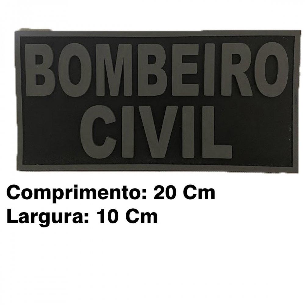Patch Emborrachado BOMBEIRO CIVIL P/ Costas de Colete Tático