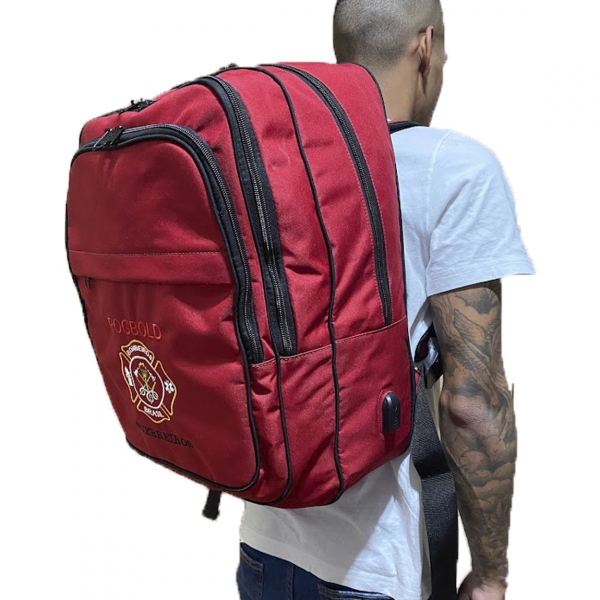 Mochila Tática em Oxford  Bordado Bombeiro Civil - Vermelha