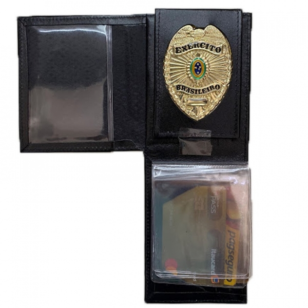 Carteira em Couro Legítimo com Brasão EB Exército Brasileiro