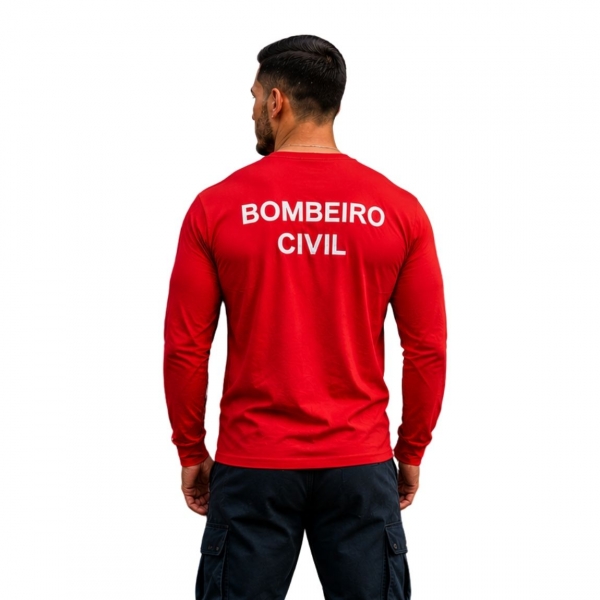 Camiseta Manga Longa Bordado Bombeiro Civil - Quadro