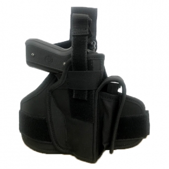 Coldre Tático De Perna Em Nylon Com Porta Carregador - 9 Mm