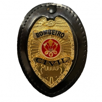 Distintivo em Couro com Corrente para Bombeiro Civil