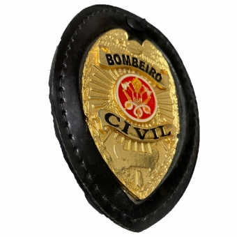 Distintivo em Couro com Corrente para Bombeiro Civil