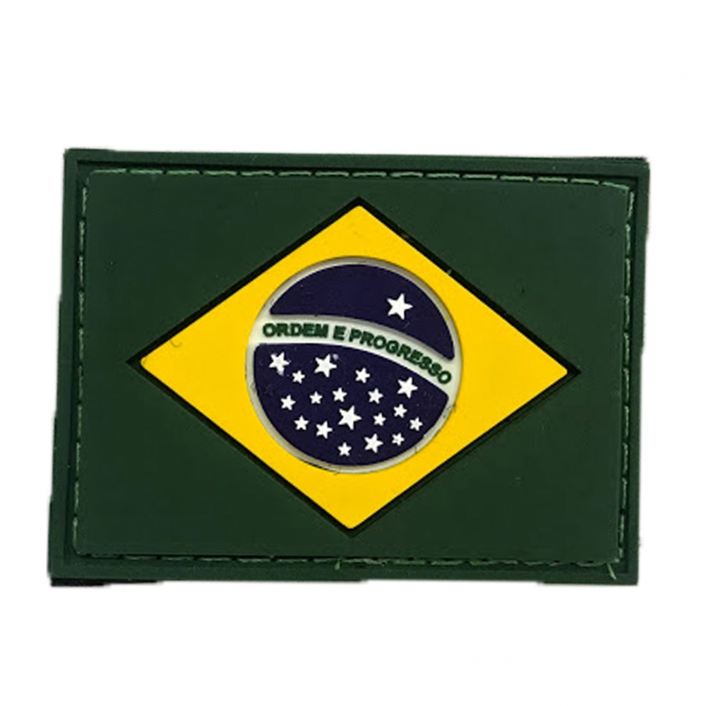 Patch Emborrachado Bandeira Do Brasil Colorida - Com Velcro