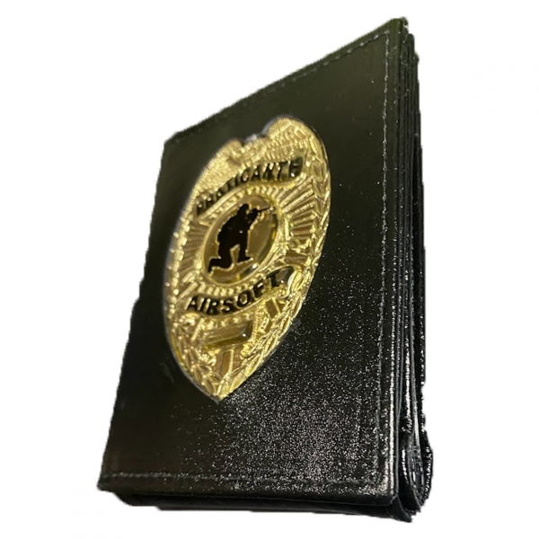 Carteira em Couro Legítimo com Brasão Praticante de Airsoft