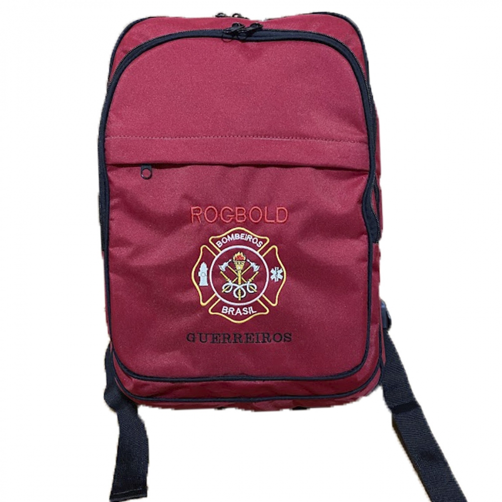 Mochila Tática em Oxford  Bordado Bombeiro Civil - Vermelha