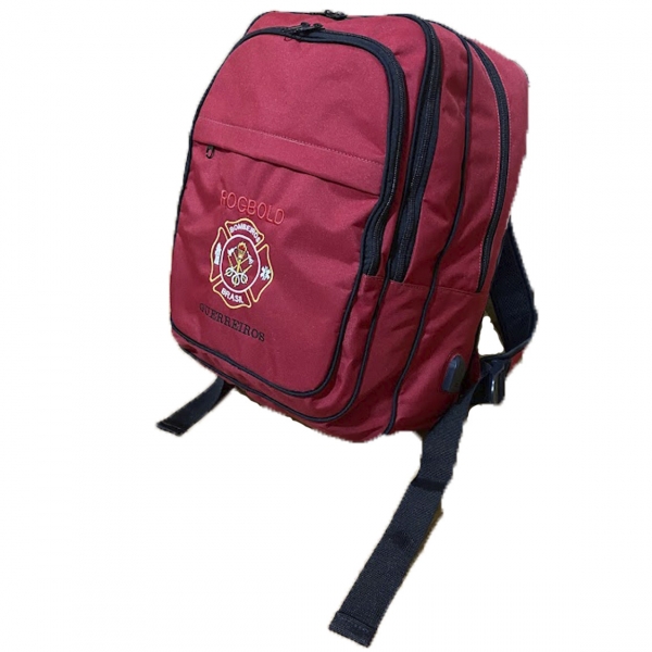 Mochila Tática em Oxford  Bordado Bombeiro Civil - Vermelha