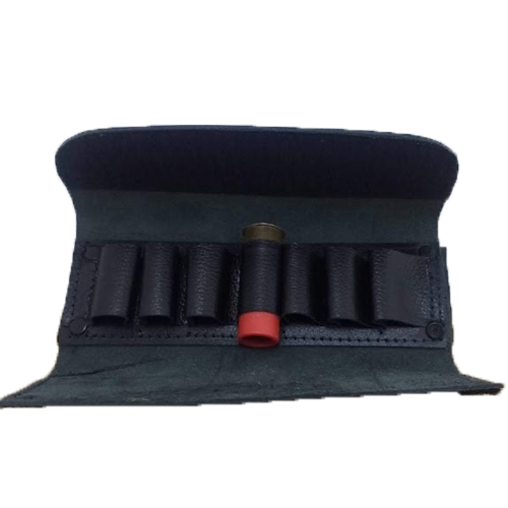 Baleiro/ Porta Munições Fechado Para Calibre 12 Em Couro