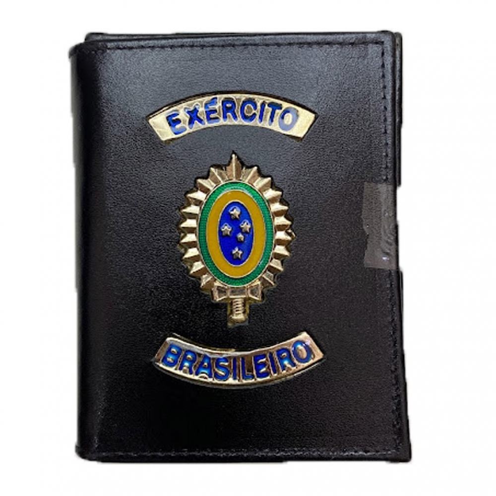 Carteira em Couro Legítimo com Brasão EB Exército Brasileiro