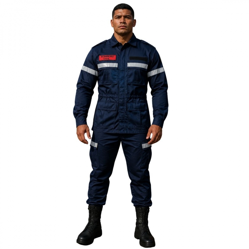 Farda Tática para Bombeiro Civil Manga Longa - Azul Marinho