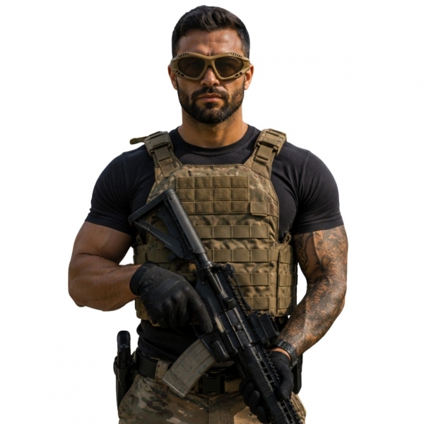 Óculos Tático Militar Ajustável Com Tela Abs Proteção