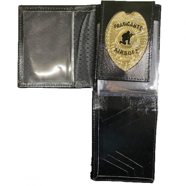 Carteira em Couro Legítimo com Brasão Praticante de Airsoft