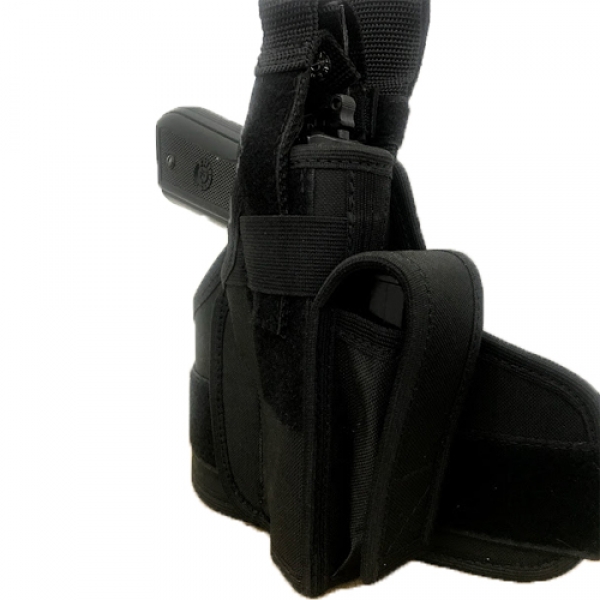 Coldre Tático De Perna Em Nylon Com Porta Carregador - 9 Mm