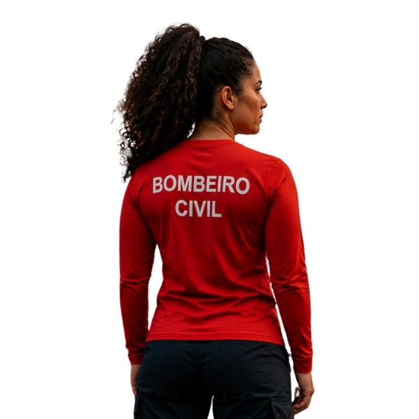 Camiseta Manga Longa Bordado Bombeiro Civil - Quadro