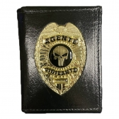 Carteira em Couro Legítimo com Brasão Vigilante Punisher