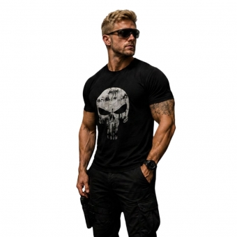 Camiseta Militar Estampada Em Algodão - Punisher /justiçeiro
