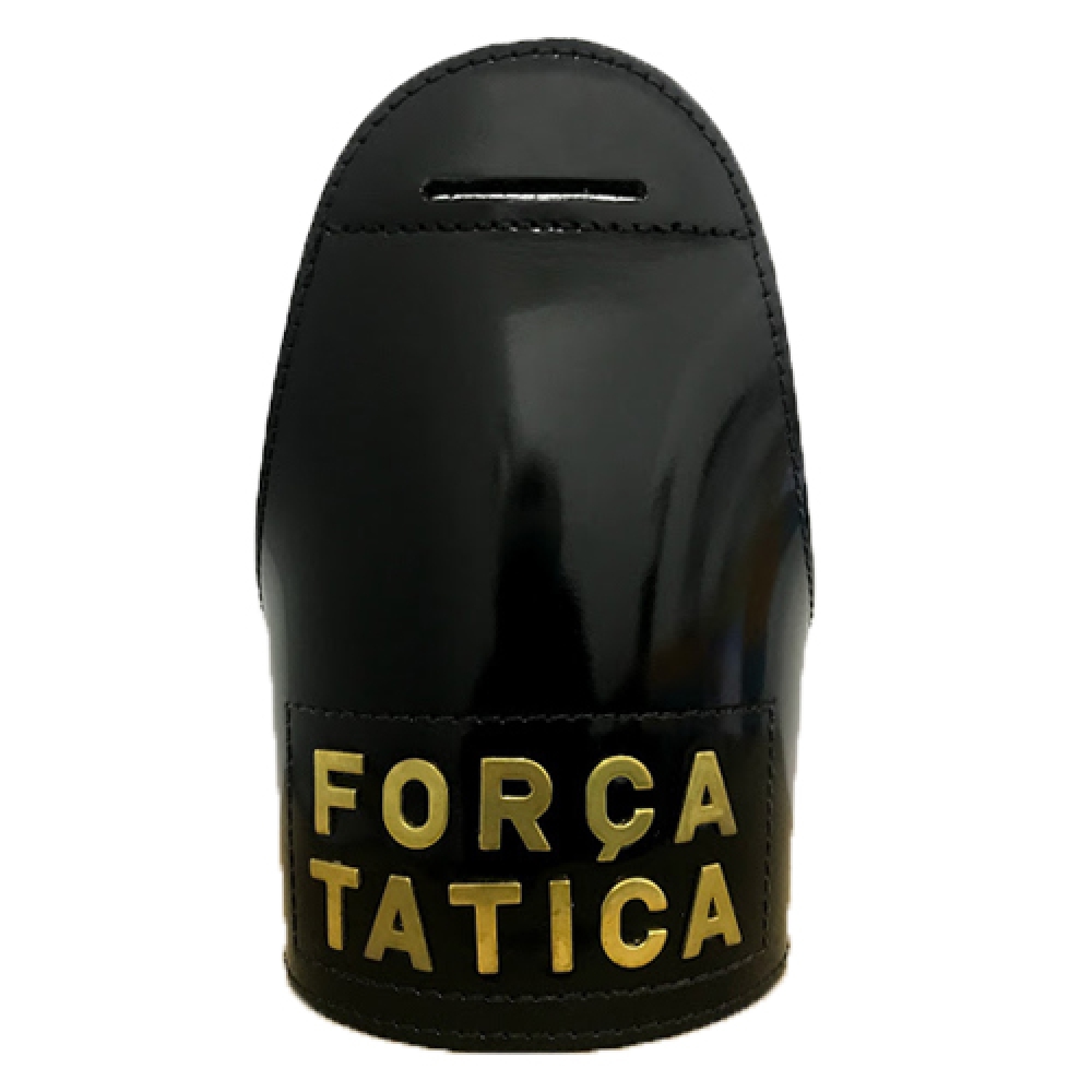 Braçal Couro Costurado Fechamento Botão Letras Força Tática