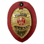 Distintivo em Couro com Corrente para Bombeiro Civil