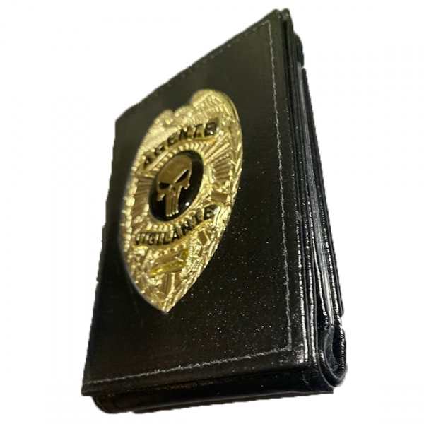 Carteira em Couro Legítimo com Brasão Vigilante Punisher