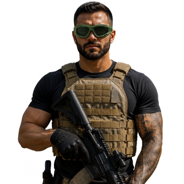 Óculos Tático Militar Ajustável Com Tela Abs Proteção