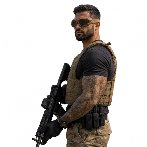 Óculos Tático Militar Ajustável Com Tela Abs Proteção